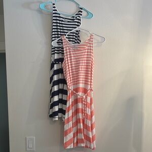 2 Old Navy Striped Kids Dresses - Navy and Pink girls XL
